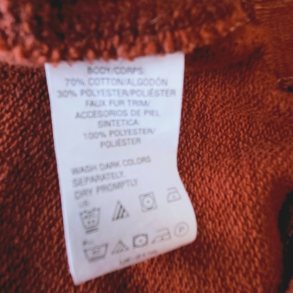 GH Bass Pullover Shirt XL Sherpa Collar Front Pocket Excellent Dark Orange 🧡 - Picture 4 of 4